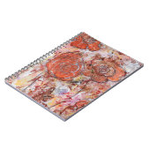 Spiral Notebook with mixed media orange flowers ノートブック (左側)