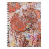 Spiral Notebook with mixed media orange flowers ノートブック (正面)