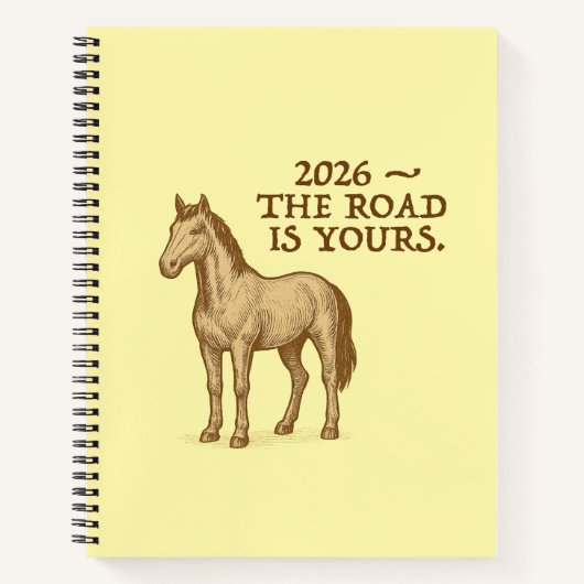 Spiral Notebook with motivational text and horse ノートブック (正面)