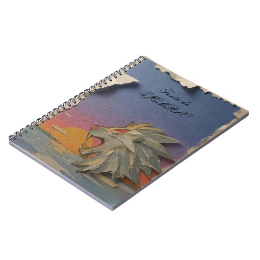Spiral Notebook with Roaring Lion Design Papercut ノートブック (左側)