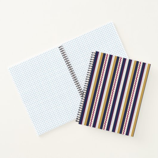 Spiral notebook with vertical stripes in navy blue ノートブック (内部)