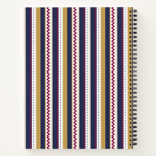 Spiral notebook with vertical stripes in navy blue ノートブック (裏面)