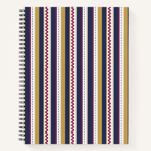 Spiral notebook with vertical stripes in navy blue ノートブック (正面)