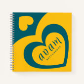 Spiral Notebook Yellow Blue Colourful heart design ノートブック (正面)