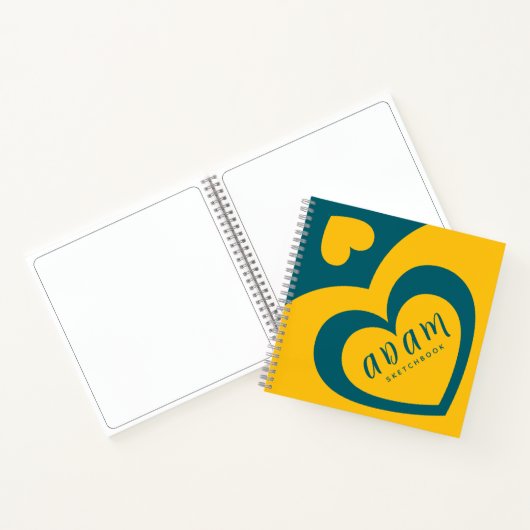 Spiral Notebook Yellow Blue Colourful heart design ノートブック (内部)