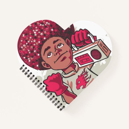 Spiral Notebook – YOUTH Power Afro & Boombox Urban ノートブック (正面)