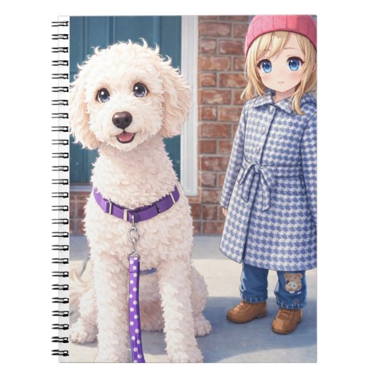 Spiral Photo Notebook Anime Girl With Happy Dog ノートブック (正面)