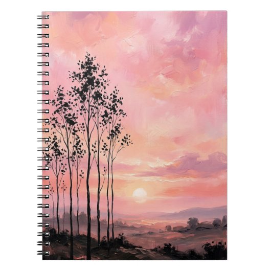 Spiral Photo Notebook – Pink Sunset Landscape  ノートブック (正面)