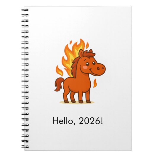 Spiral Photo Notebook with a red horse ノートブック (正面)