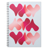 Spiral Photo Notebook with hearts and blue backgro ノートブック (正面)