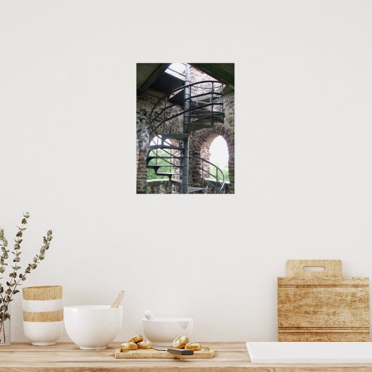 Spiral Staircase at Poet's Seat Tower in Mass. ポスター (キッチン)