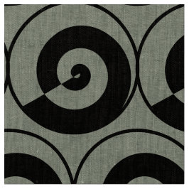 Spiralen, Schnecken, Kreise Muster schwarz ファブリック