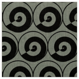 Spiralen, Schnecken, Kreise Muster schwarz ファブリック