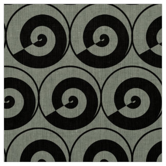 Spiralen, Schnecken, Kreise Muster schwarz ファブリック
