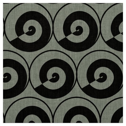 Spiralen, Schnecken, Kreise Muster schwarz ファブリック (見本)