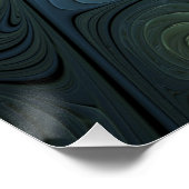 Spirals Beige Green Turquoise Abstract Fractal Art ポスター (コーナー)