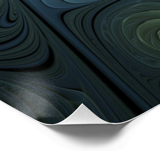 Spirals Beige Green Turquoise Abstract Fractal Art ポスター (コーナー)