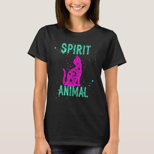 Spirit Animal Cat Celestial Comfort Cute Pink Anim Tシャツ (正面)