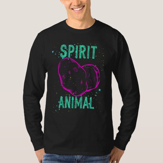 Spirit Animal Potato Lover Pink Funny Comfort Cute Tシャツ (正面)