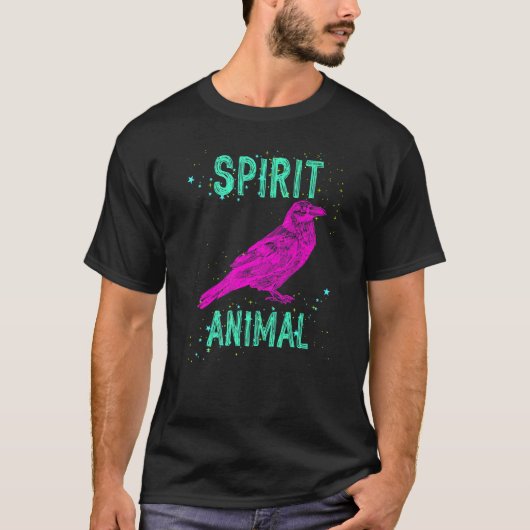 Spirit Animal Raven Lover Pink Animals Comfort Cut Tシャツ (正面)