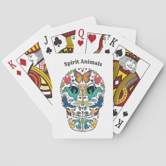Spirit Animal Sugar Skull Design on Tarot Cards トランプ (裏面)