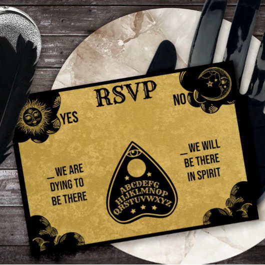 Spirit Boardゴシック，秋&ハロウィーンウェディングRSVP ノートカード