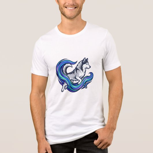 Spirit Husky Electric Blue Aura Graphic トライブレンドＴシャツ (正面)