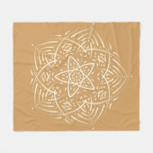 Spirit Mandala Elfenbein Sandbraun フリースブランケット (正面(横))