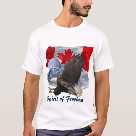 SPIRIT of FREEDOM Bald Eagle, Moon & Mountains Art Tシャツ (正面)