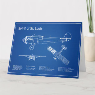 Spirit of St. Louis – 飛行機の設計図プランAD サンキューカード