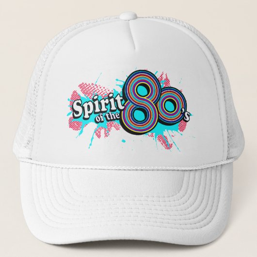 "Spirit of the 80's"レトロデザインホワイトハット キャップ (正面)