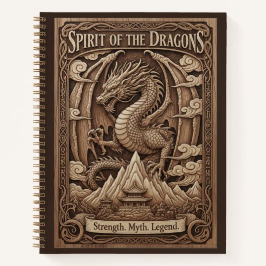 Spirit of the Dragons Mythic Wood Carved Journal ノートブック (正面)