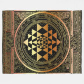 spiritalフリースブランケットのSriYantraのヨガの黒の金ゴールド フリースブランケット (正面(横))