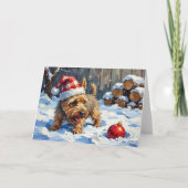 Spirited Cairn Terrier Dog Digging for Christmas T カード (正面)
