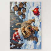 Spirited Cairn Terrier Dog Digging for Christmas T ジグソーパズル (縦)