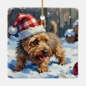 Spirited Cairn Terrier Dog Digging for Christmas T セラミックオーナメント (裏面)