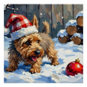 Spirited Cairn Terrier Dog Digging for Christmas T ポスター (正面)