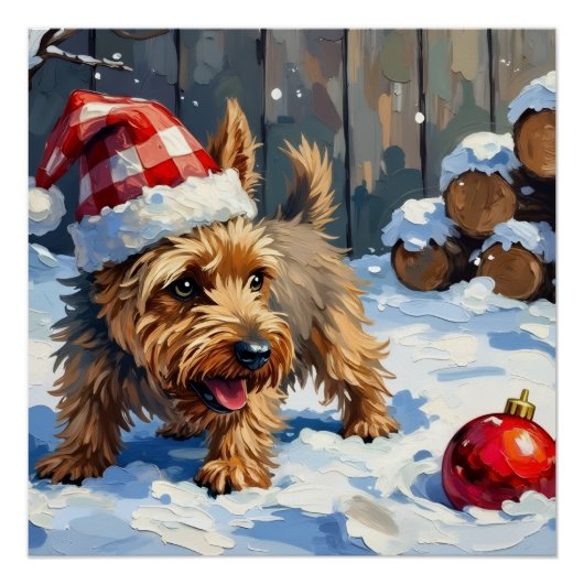 Spirited Cairn Terrier Dog Digging for Christmas T ポスター (正面)