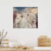 Spirits Of Light – ホワイトライオンアートポスター/プリント ポスター (キッチン)