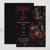 Spirits & Sips ハロウィン・カクテルパーティーの招待状 招待状 (正面/裏面)