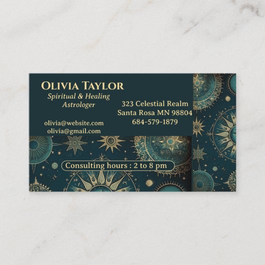 Spiritual and Healing Astrologer Celestial Occult 名刺 (正面)