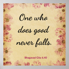 Spiritual Beige Pink Gita Faith Knowledge Floral  ポスター