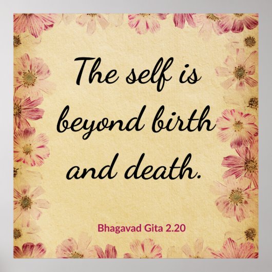 Spiritual Beige Pink Gita Self Beyond Birth Floral ポスター (正面)