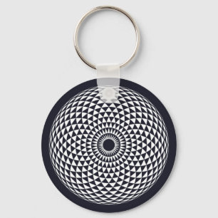 Spiritual Black White Mandala Geometric Graphic キーホルダー
