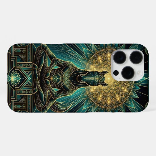 Spiritual Gold Teal iPhone 16 Pro Max Case iPhoneケース (裏面横)