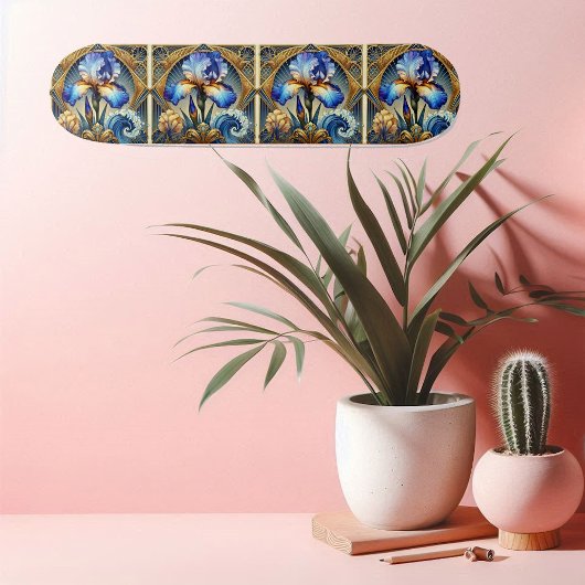Spiritual Iris Art Nouveau Floral Motif Symmetric スケートボード
