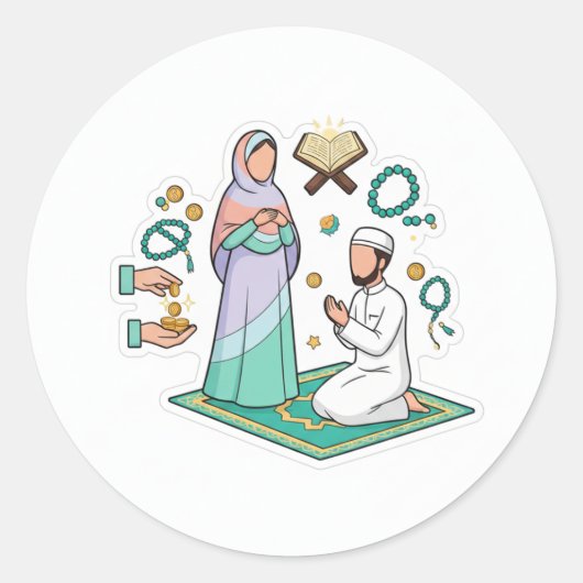 Spiritual Islamic Faith & Worship Sticker ラウンドシール (正面)