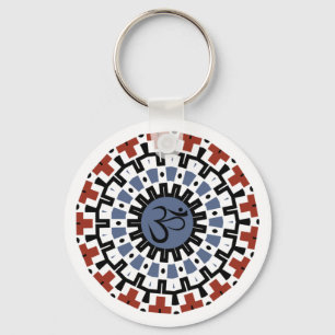 Spiritual Mandala Yoga Om Blue Rust Kaleidoscope キーホルダー