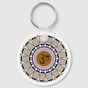 Spiritual Mandala Yoga Om Symbol Geometric Design キーホルダー