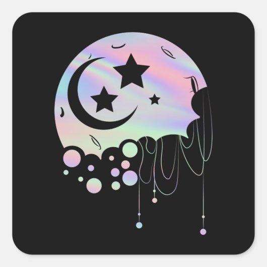 Spiritual Pastel Goth Kawaii Moon スクエアシール (正面)